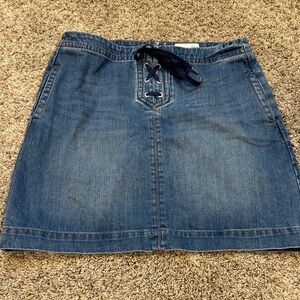 Ann Taylor Blue Lace-Up Mini Skirt